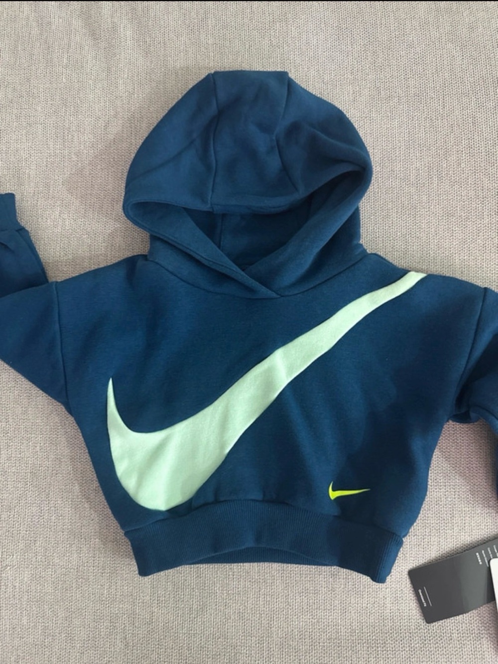 Nike Kids Navy Hoodie with Mint Swoosh